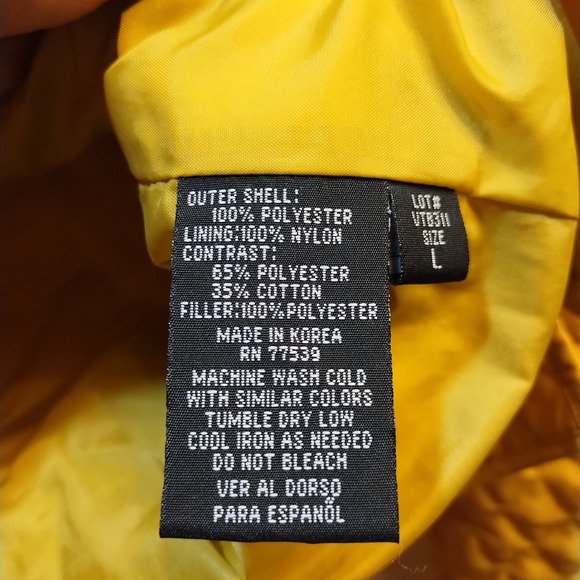 Nordic Lights Yellow Quilted Barn Jacket Lined Peter Pan Collar Women's Large - Picture 5 of 8